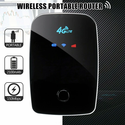 4G-LTE Portable WiFi Router | High-Speed Mobile Hotspot, Universal SIM, Travel Ready
