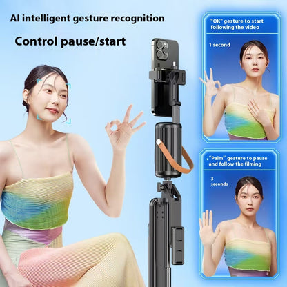 AI Face Tracking Phone Holder | 360° Auto Follow, Live Streaming, Bluetooth Remote