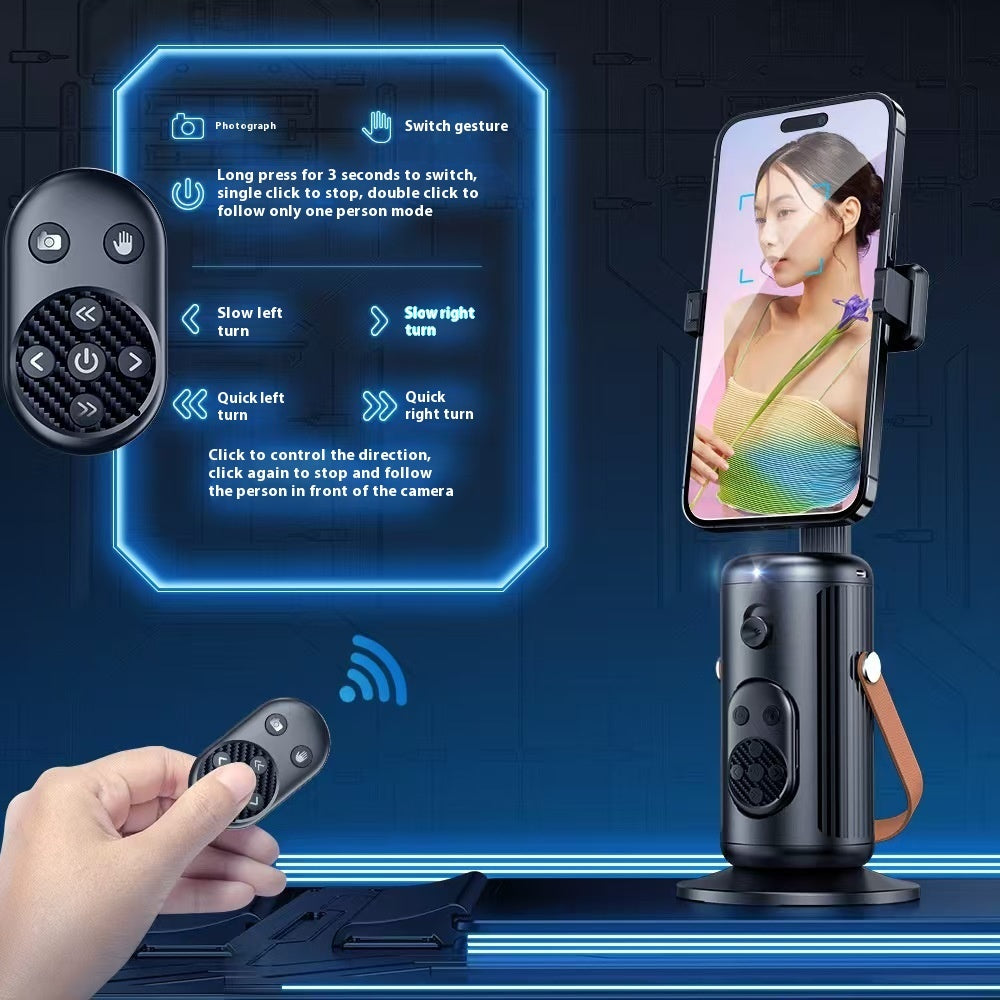 AI Face Tracking Phone Holder | 360° Auto Follow, Live Streaming, Bluetooth Remote