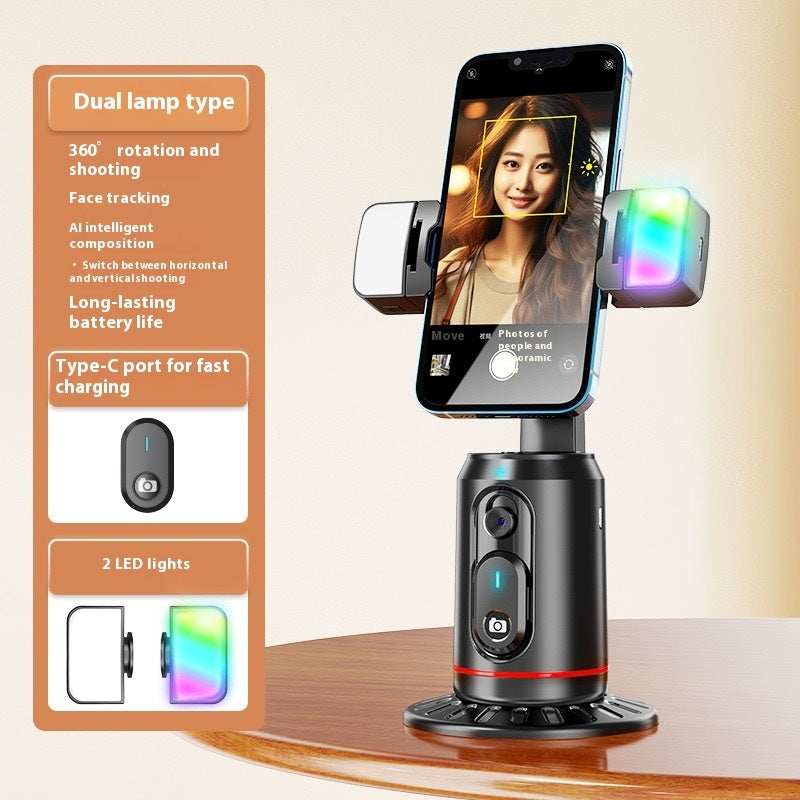 AI Face Tracking Phone Holder | 360° Auto Follow, Live Streaming, Bluetooth Remote