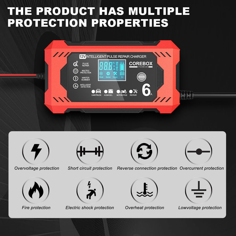 12V 6A Smart Battery Charger | AGM & Start-Stop Compatible